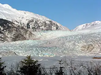 Glacier Mendenhall en hiver.