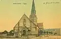 Merlevenez ː l'église et le cimetière vers 1910 (carte postale colorisée)