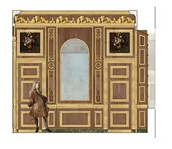 Restitution de la paroi est de l'antichambre de l'appartement frais de Meudon, vers 1704.
