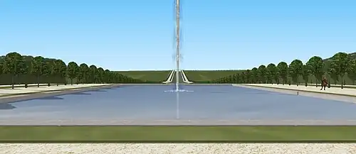 Restitution de la vue depuis le Grand Carré vers le Tapis vert, XVIIe&nbsp;siècle.