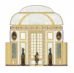 Restitution de la coupe du Salon des Albane de Meudon, paroi nord.