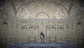 Schéma de l'intérieur de la Grotte de Meudon en y entrant.