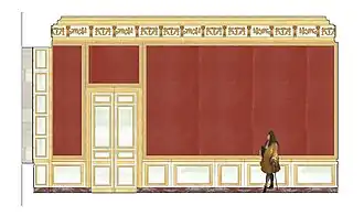 Coupe de la paroi ouest de la chambre de Louis XIV à Meudon, vers 1700.