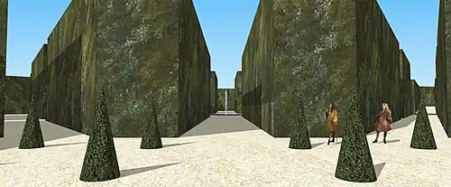 Schéma de l'entrée du Petit Bois de Bel Air, jardins hauts de Meudon, vers 1700.