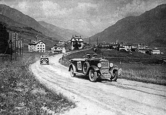 Petr Mucha dans une course de côtes à Saint-Moritz en 1931.
