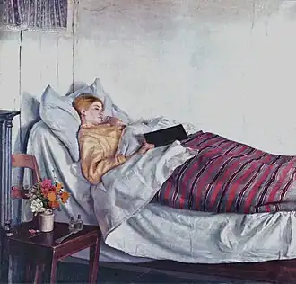 Michael Peter Ancher, La Jeune Fille malade, 1882, huile sur toile, 80&nbsp;× 85&nbsp;cm.