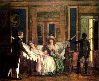 Le hamac en couleur (entre 1801 et 1809), montrant un esclave balançant ses maîtres dans une habitation de l'île de France (aujourd'hui Maurice).