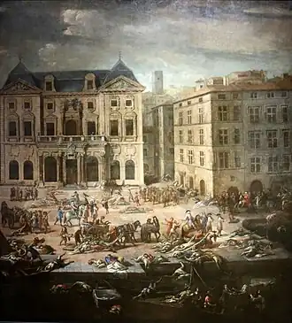 Vue de l'hôtel de ville pendant la peste de 1720, musée des beaux-arts de Marseille