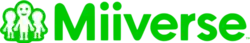Miiverse est écrit en vert en lettre imprimées, avec un icône de personnages à gauche.