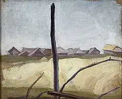 Mikhaïl Matiouchine. Paysage avec des chaumières. 1904