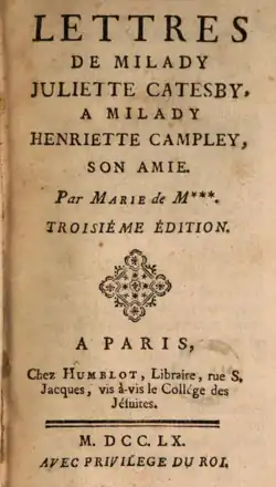 Image illustrative de l’article Lettres de Milady Juliette Catesby