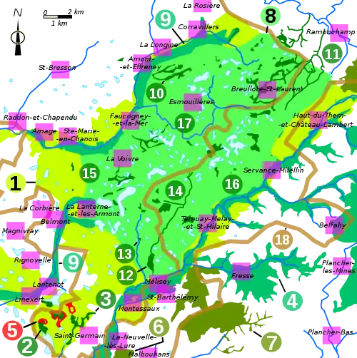 Carte des limites des zones naturels.