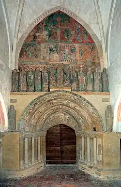 Portail du clocher-porche de Mimizan, érigé au XIIe&nbsp;siècle.