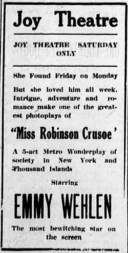 Description de l'image Miss Robinson Crusoe 1917 newspaper.jpg.