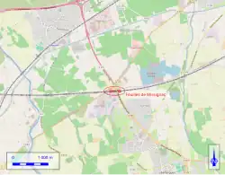 Carte de localisation des fouilles archéologiques de Missignac, sur le tracé de la LGV, entre Aimargues et Gallargues-le-Montueux,