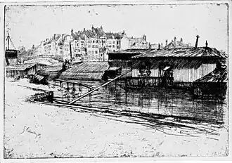 La Marine à Lagny (vers 1910), eau-forte.