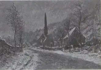 L'église de Jeufosse par temps de neige.