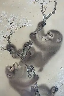 Singes sur un cerisier