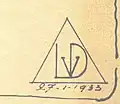 Monogramme de l'architecte Léon Van Dievoet, 1933.
