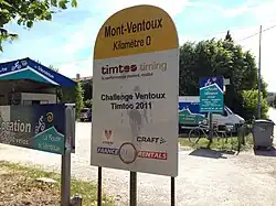 Kilomètre 0 de l'ascension du mont Ventoux, à Bédoin.