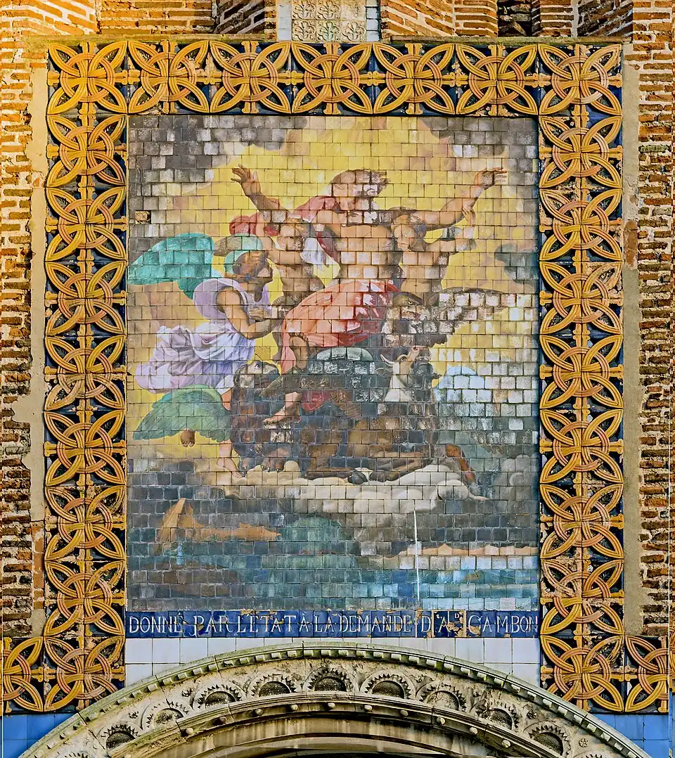 L'Église Saint-Jacques de Montauban Mosaïque de la façade, inspirée de La Vision d'Ézéchiel Raymon et Paul Balze (1891).