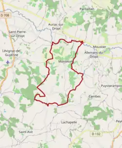 Carte avec les communes environnantes.