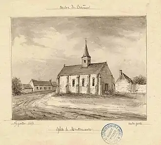 Gravure de l'église en 1876.