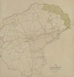 Extrait d'une ancienne carte en couleurs.