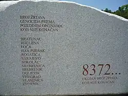 Monument du Mémorial et cimetière de Srebrenica-Potocari.