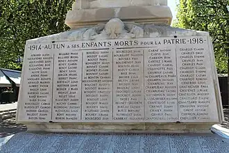 Le début de la liste des poilus morts.