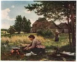 La Cuisson en plein air (vers 1900), Musée Russe.