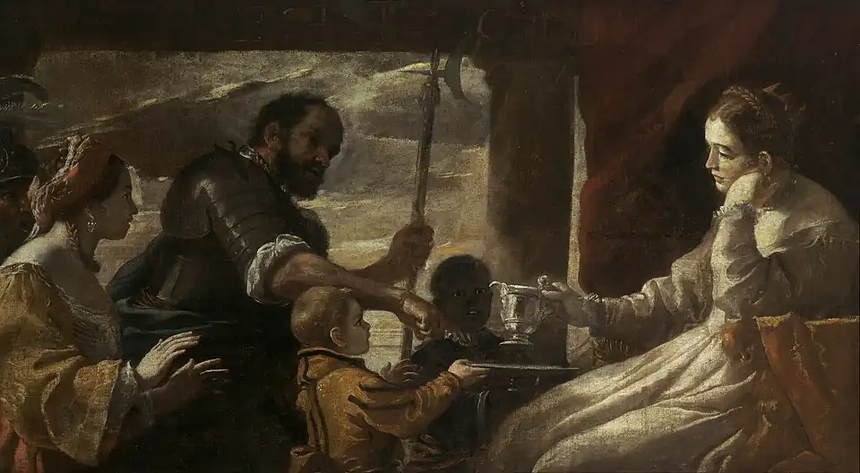 La mort de Sophonisbe,XVIIe&nbsp;siècle, Mattia Preti.