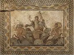 L'épiphanie de Dionysos, mosaïque de Dion, IIe&nbsp;siècle. Musée archéologique de Dion.
