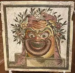 Artiste inconnu, Mosaïque avec masque de Silène, vers 100 de notre ère