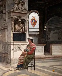 Maman avec son enfant dans la basilique Santa Maria del Popolo, 1875.