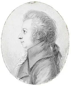 dessin : portrait de Mozart de profil.