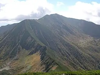 Vue du mont Poroshiri depuis le mont Tottabetsu en septembre 2006.