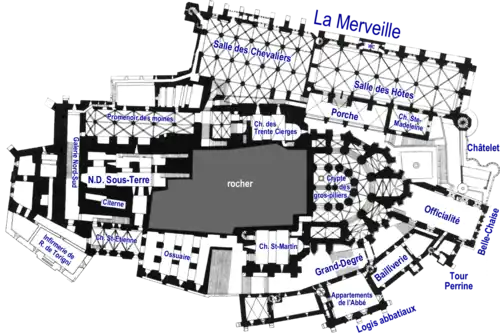 Plan du niveau 2 (salle des Chevaliers).