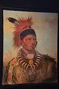 Portrait de Mu-ho-she-kaw (Nuage blanc), chef des Iowas du Missouri, George Catlin, huile sur toile, 1846.