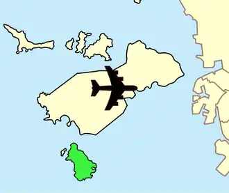 Carte de l'île de Muui par rapport à l'aéroport international d'Incheon