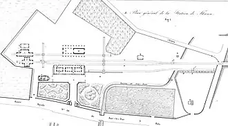 Plan des voies de la gare en 1839.