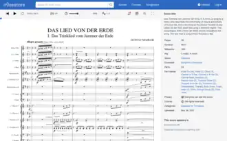 Capture d'écran d'une page de partition sur musescore.com en mai 2024, juste avant la mise à jour du CSS.