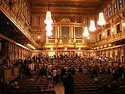 La salle dorée de la Musikverein, où est donné le concert du nouvel an à Vienne.