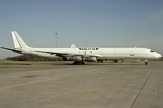 N814CK, le Douglas DC-8 impliqué dans l'accident, ici en juillet 1993 (1 mois auparavant).