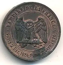 Revers : « Vampire de la France - Paris 2 décembre 1851 - Sedan 2 septembre 1870 ».