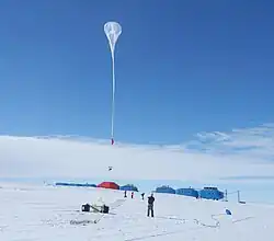 Vue d'un ballon lancé durant la campagne de janvier 2013.