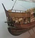 Maquette d'un dromon (proue) au Musée maritime de Haïfa.