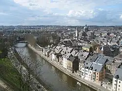 Panorama de Namur depuis la citadelle avec la cathédrale Saint-Aubin.