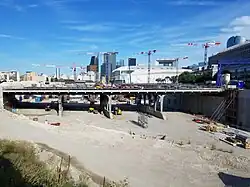 Chantier de la gare depuis l'ouest, en juillet 2018.