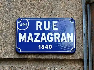 Rue Mazagran, panneau actuel